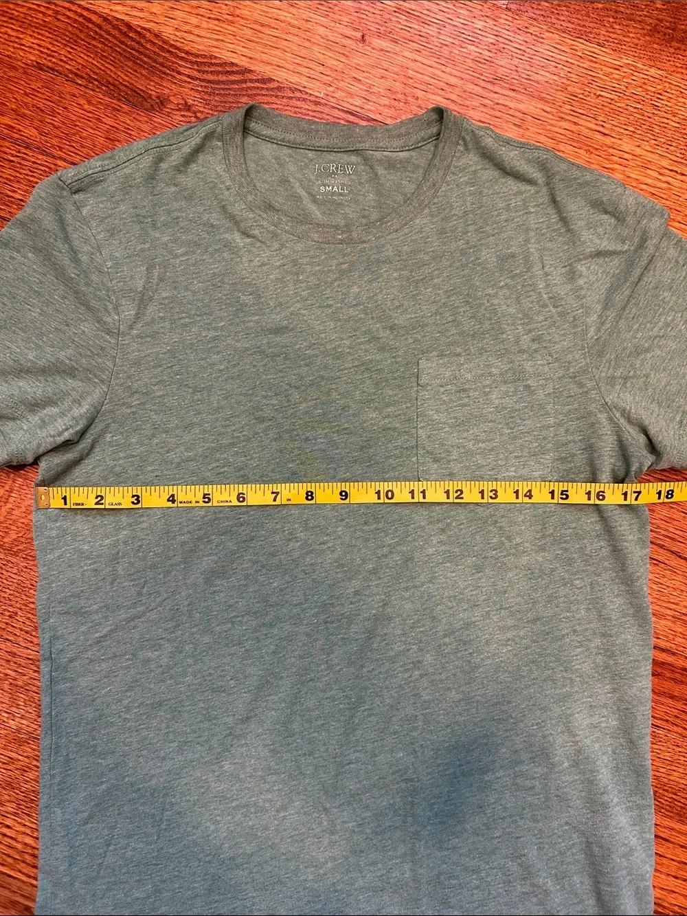 J. Crew Slim-Washed Short-Sleeve Heather Green Pocket Tee — Small, NWOT